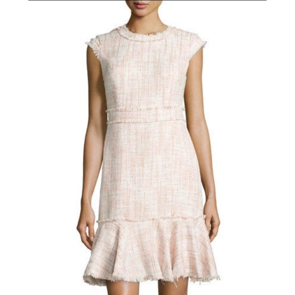 NANETTE LEPORE Tweed Pink-A-Chu Flounce Sheath Dress Credence Size 10